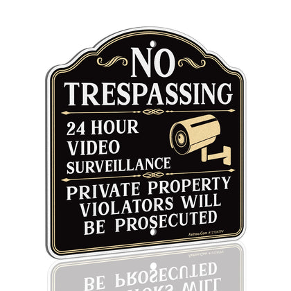 Faittoo no trespassing sign with video surveillance diagram for clear deterrence