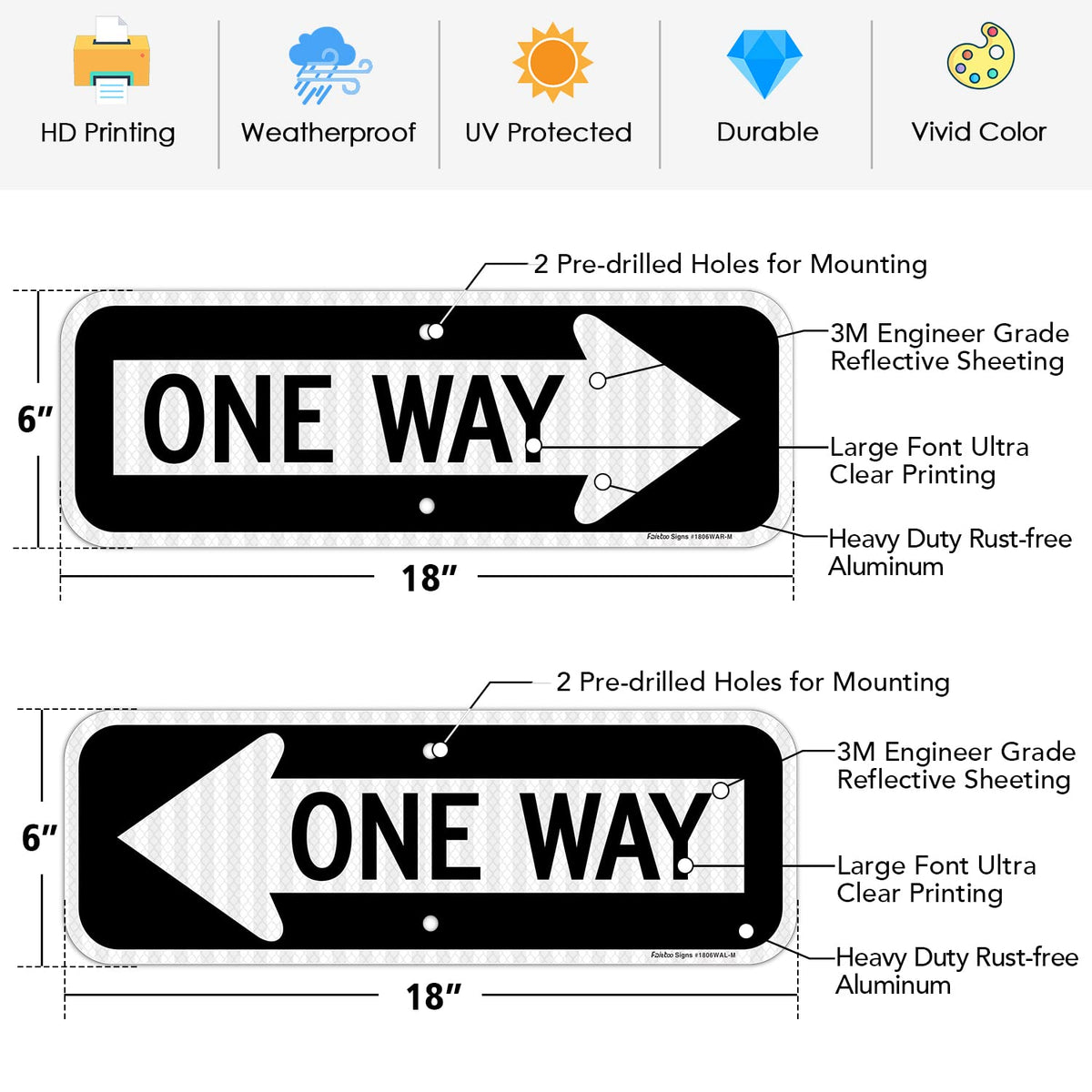 Faittoo right-arrow one way sign boosts nighttime visibility along driveways.