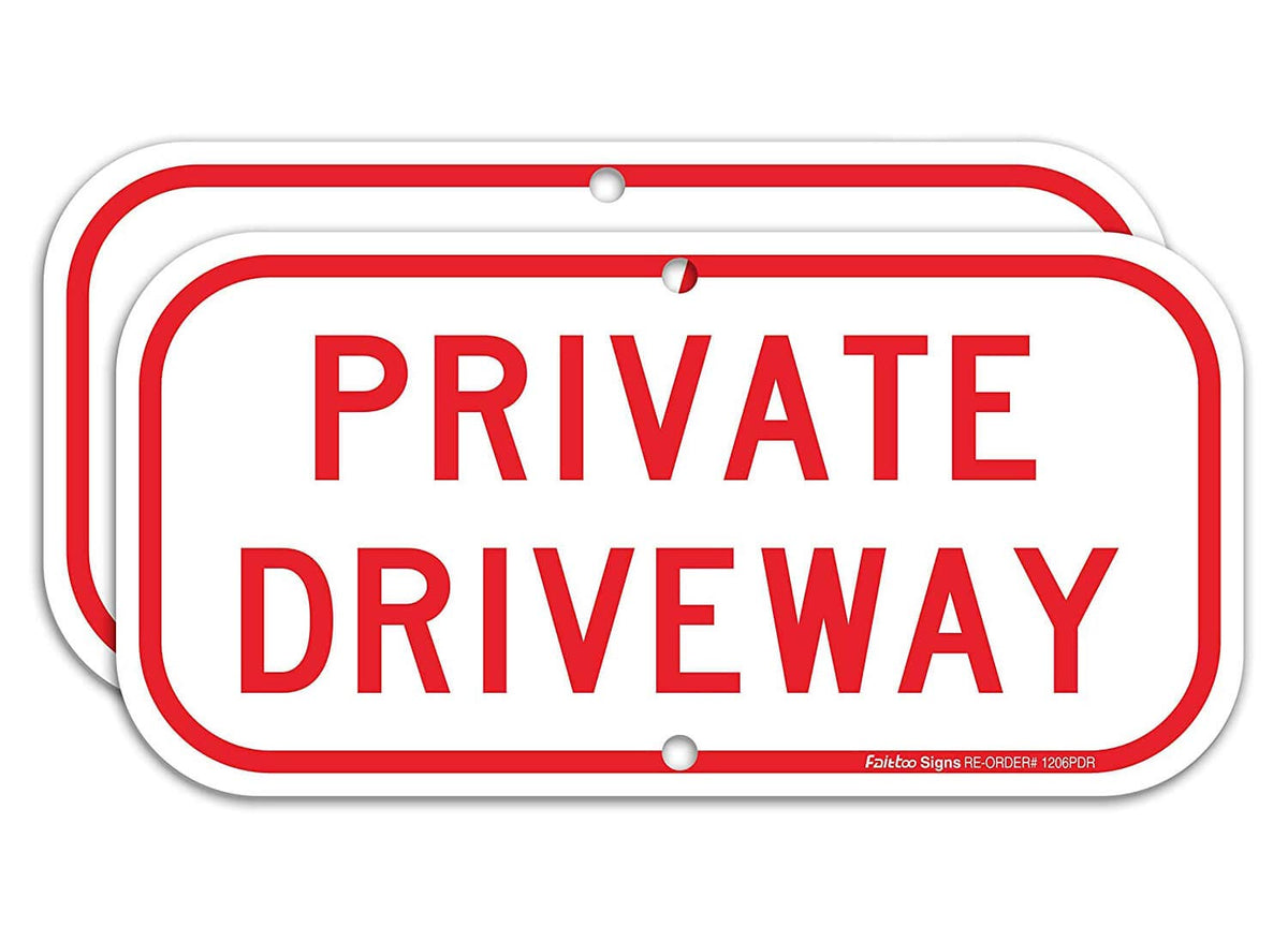 Faittoo private driveway sign 12x6 front view for clear property marking.