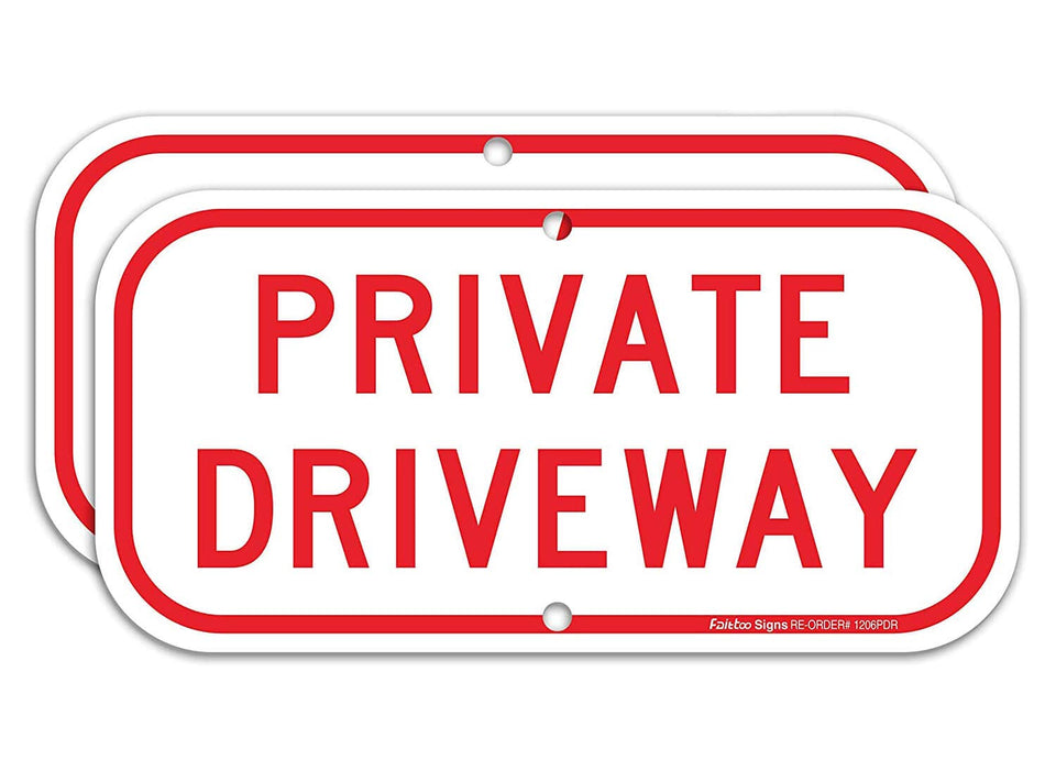 Faittoo private driveway sign 12x6 front view for clear property marking.