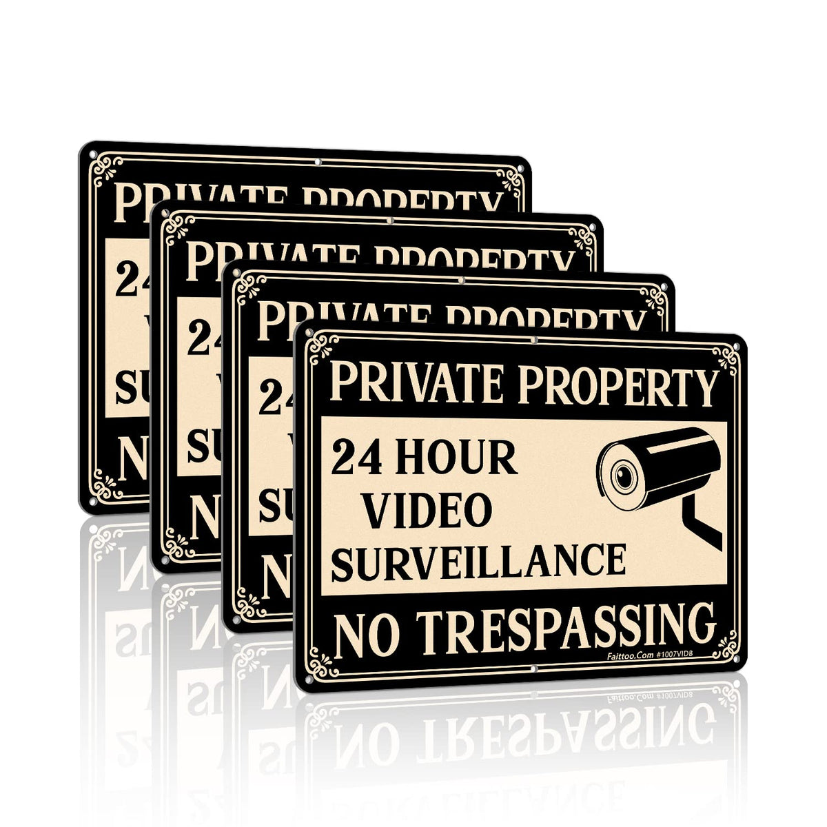 Faittoo private-property-no-trespassing sign on wall improves property security and clarity.