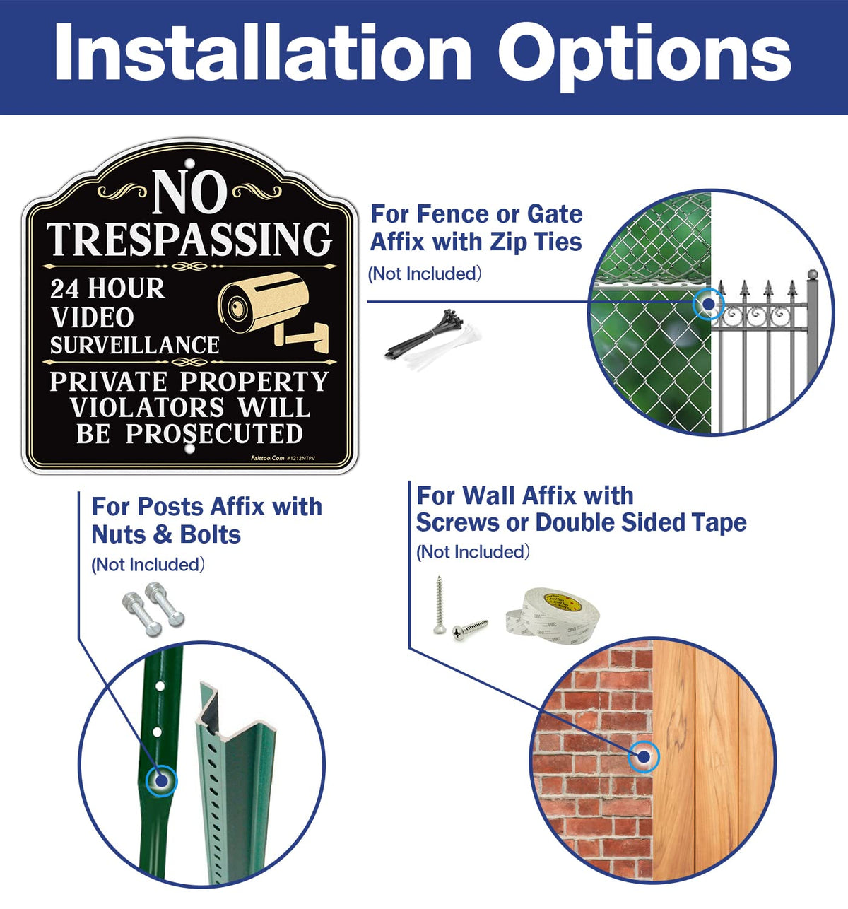 Faittoo private-property sign with camera diagram aids cross-language understanding