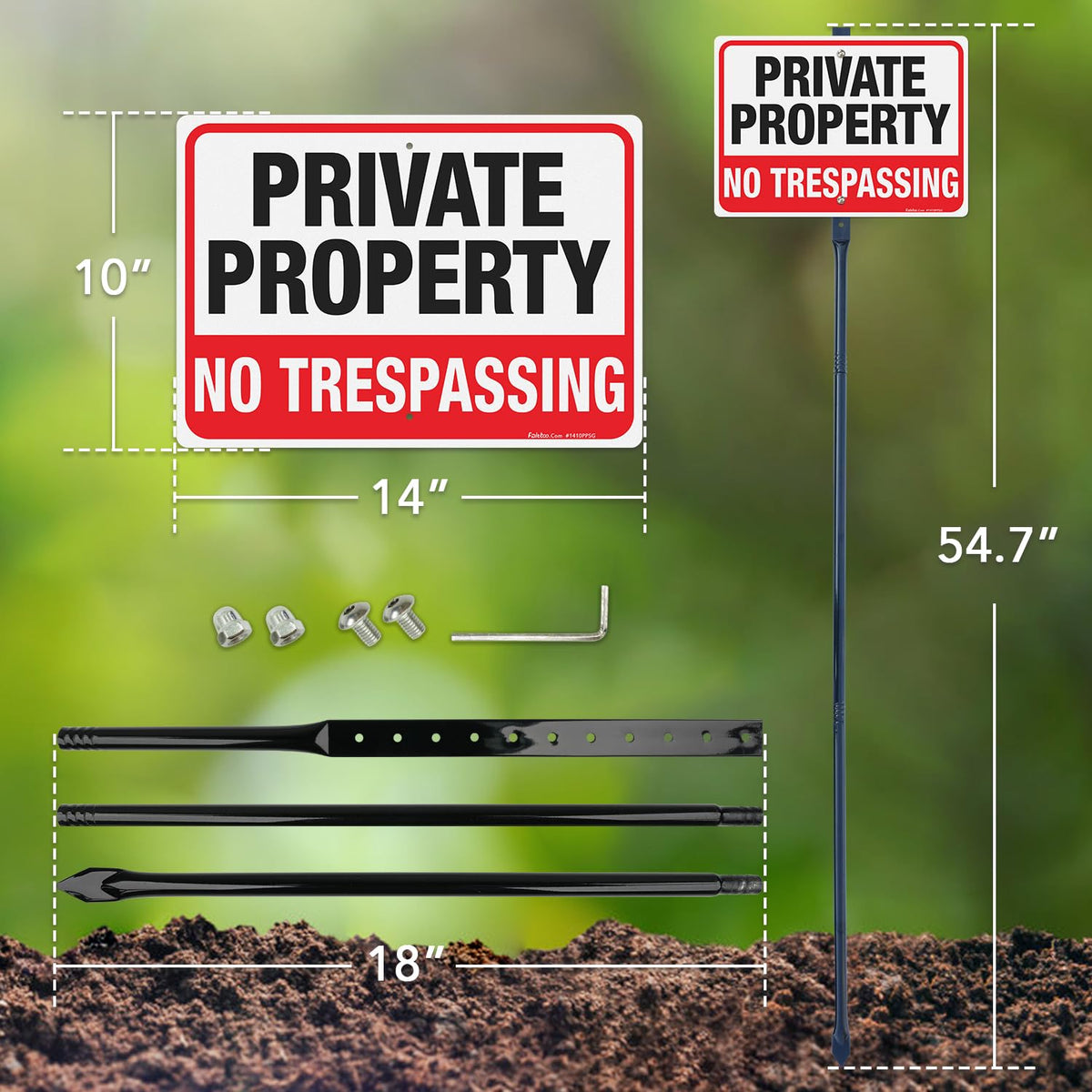 Faittoo 14x10 sign helps clearly warn intruders from a yard