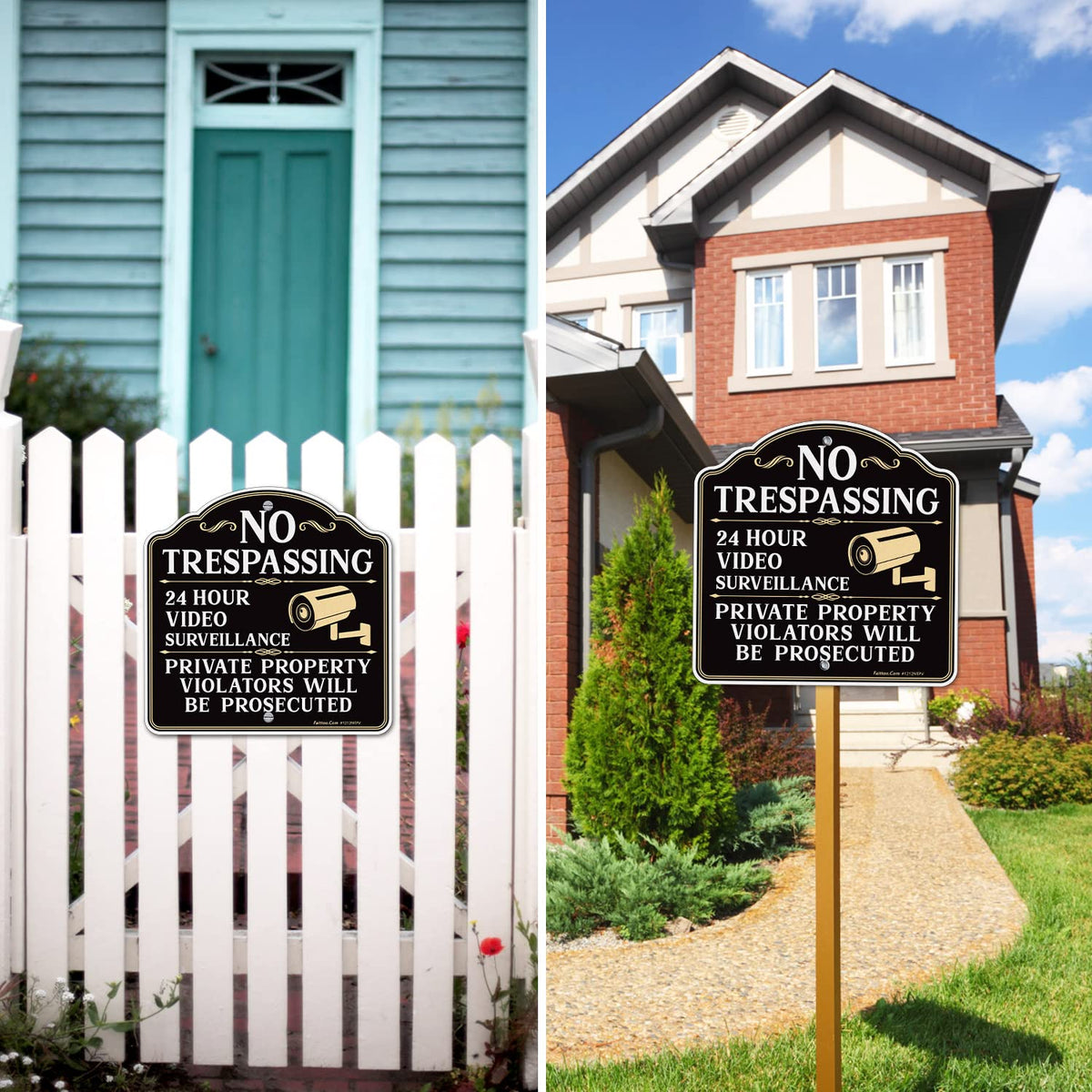 Faittoo weather-resistant no trespassing sign designed for outdoor use