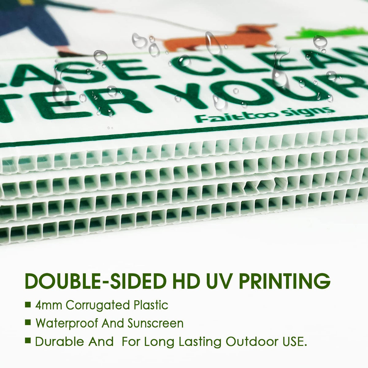 Faittoo weatherproof lawn sign resists fading in various weather conditions.