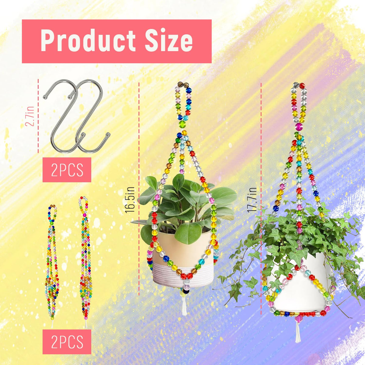 FALESHOS rainbow style macrame hanger 16.7 inch adds color to balcony plants.