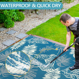 Falflor easy-clean outdoor carpet cleans with water or hose.