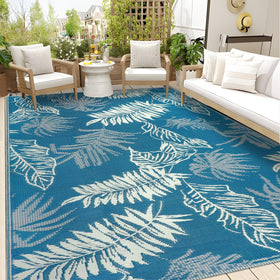 Falflor outdoor rug 6x9 reversible pattern for versatile patio styling.