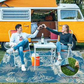 Falflor patio camping rug multiuse for deck, beach, and picnics.