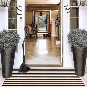 Fallovea striped rug for entryways, blends classic design with easy maintenance.
