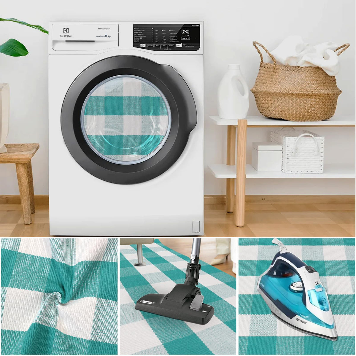Fallovea plaid rug makes a thoughtful housewarming gift for stylish entryways.