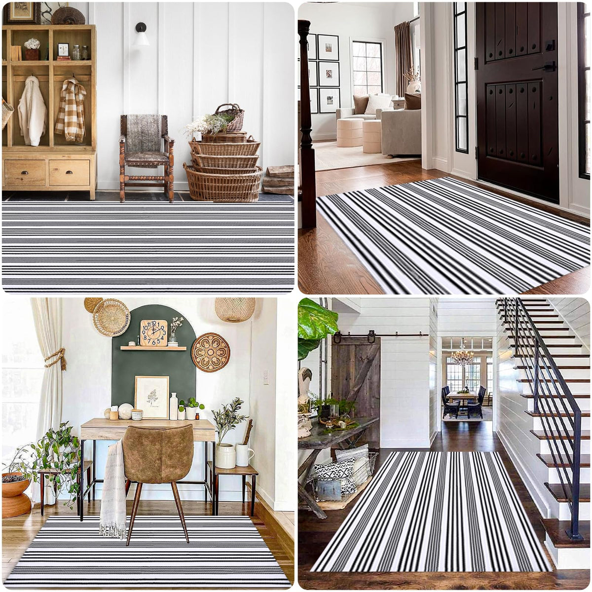 Fallovea living room rug adds timeless stripes to modern or traditional decor.