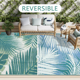 famibay tropical-pattern rug blends with gardens and greenery