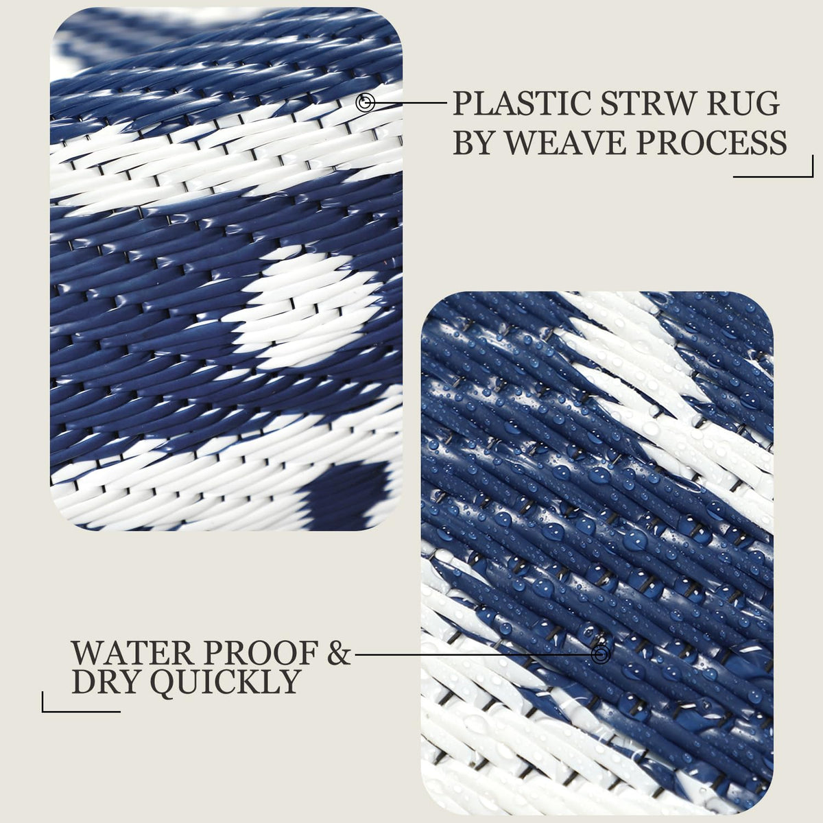 Famibay boho-round patio rug is waterproof for outdoor wear and easy cleaning.