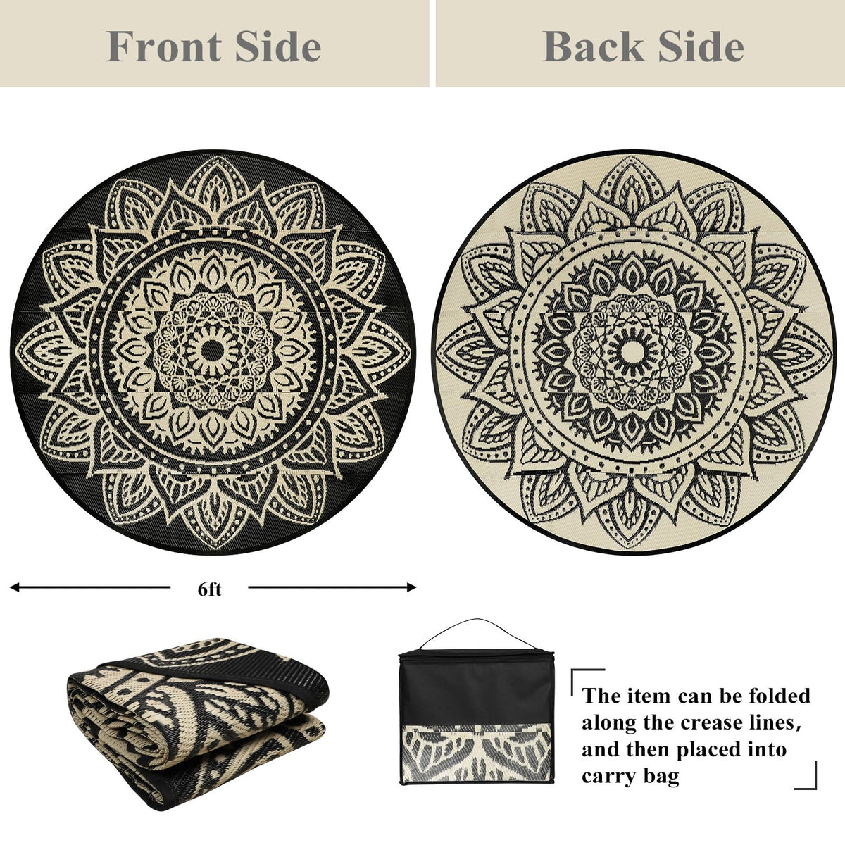 Famibay boho mandala round patio rug adds stylish outdoor decor.