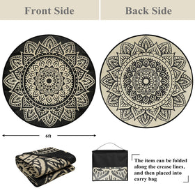 Famibay boho mandala round patio rug adds stylish outdoor decor.