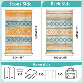 Famibay reversible rug detail showing dual weave for all-season use on decks