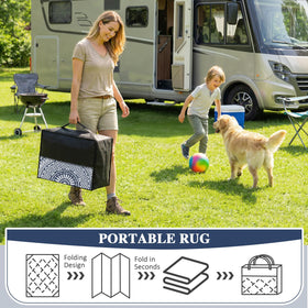 Famibay outdoor rug round 6ft ideal for camping, picnics, and beach days