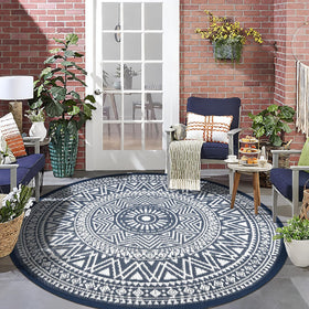 Famibay outdoor rug round 6ft versatile for decks, balconies, lawns, and indoor use