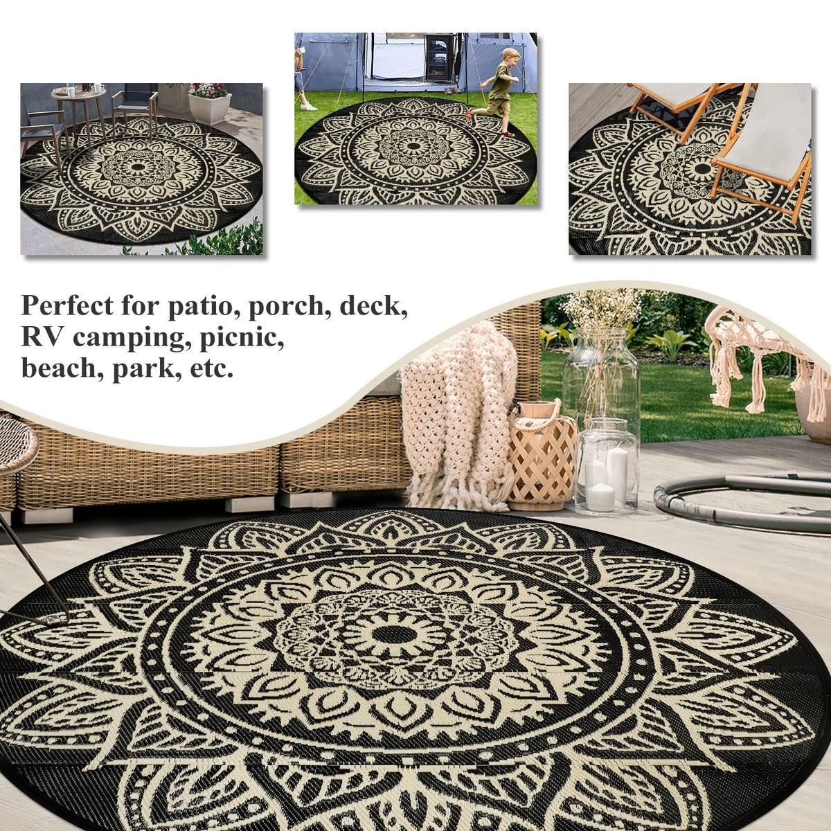 Famibay portable folding rug with carrying bag for easy transport.