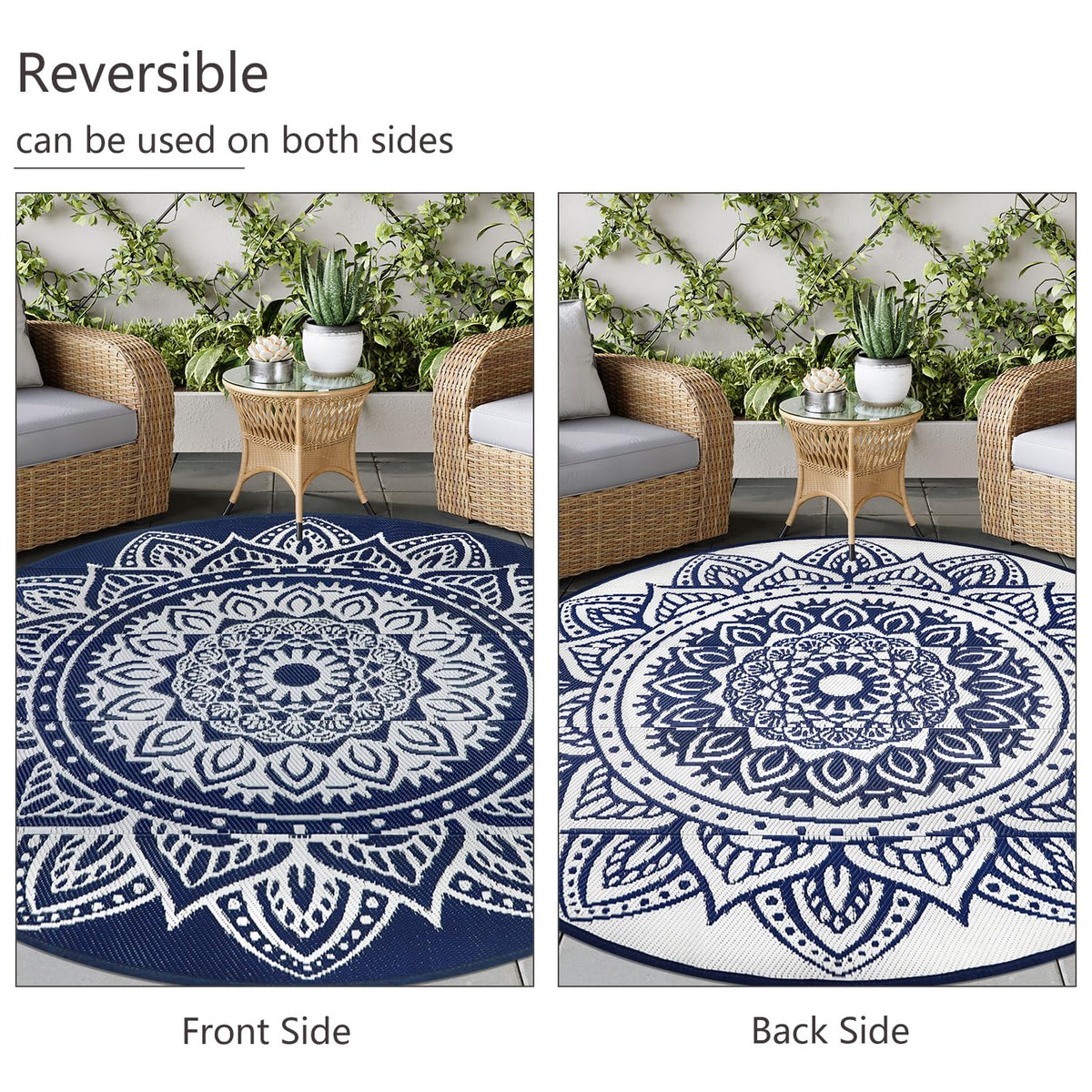 Famibay round rug with portable foldable design and included carrying bag.