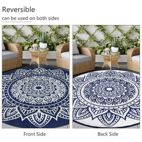 Famibay round rug with portable foldable design and included carrying bag.