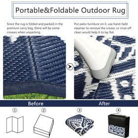 Famibay RV camping outdoor rug suited for travel and rugged outdoor use.