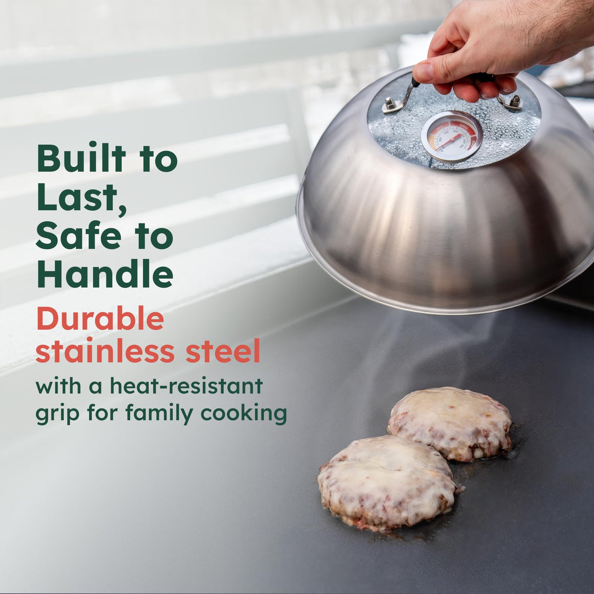 Family Counter backyard grilling accessory enhances crust and flavor without constant lid lifting