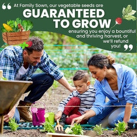 Family Sown 10-gram freshness pouch maintains seed viability for longer storage.