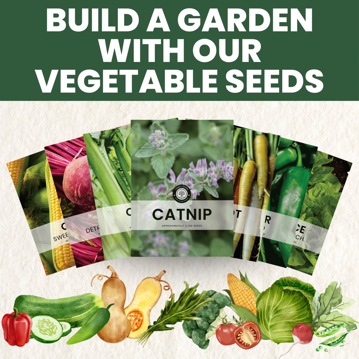 FAMILY SOWN Catnip freshness pouch demonstrating 2-gram packaging