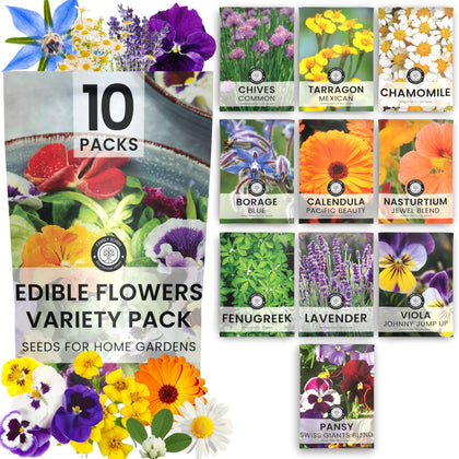 Family Sown edible flower seeds collection packets for a colorful edible garden.