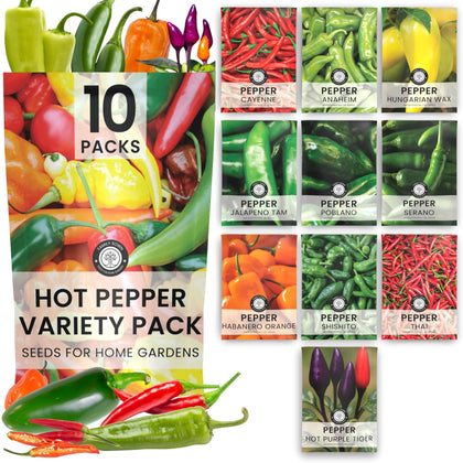 Family Sown hot pepper seeds variety pack shows diverse heat levels for garden experimentation.