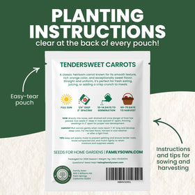 Germination-ready seeds from FAMILY SOWN Tendersweet carrots ready to sprout