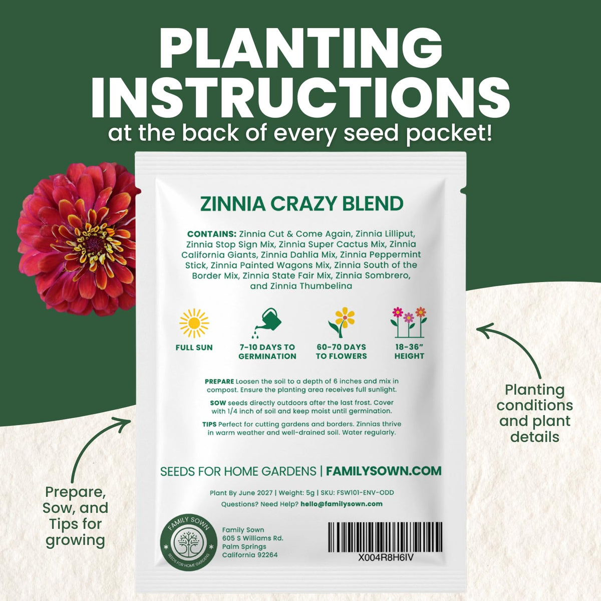 Contains diverse varieties for long-lasting garden color from summer through fall.