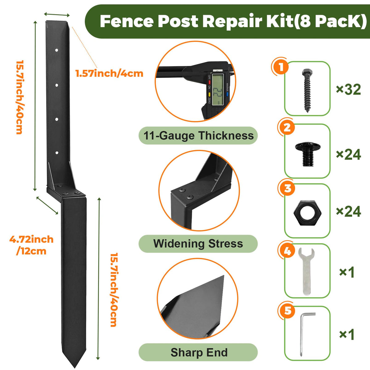 Fanmoss heavy-duty anchor stakes 32 inch for strong, long-lasting fence support.