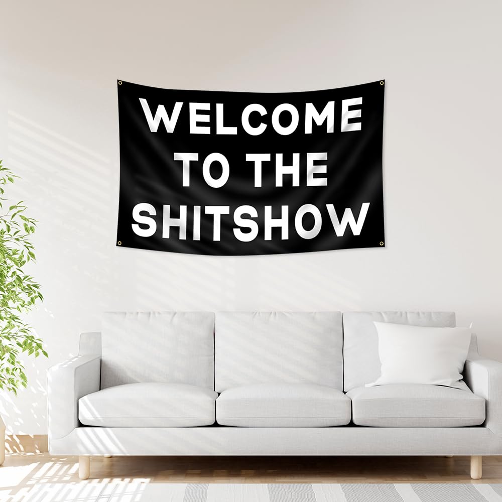 FAMXAKAFLY Shitshow flag brass grommets provide sturdy mounting.