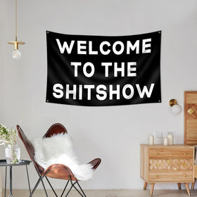 FAMXAKAFLY Shitshow flag uses durable polyester for longevity.