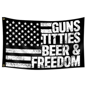 FAMXAKAFLY Guns Beer & Freedom flag 3x5 for bold outdoor display.