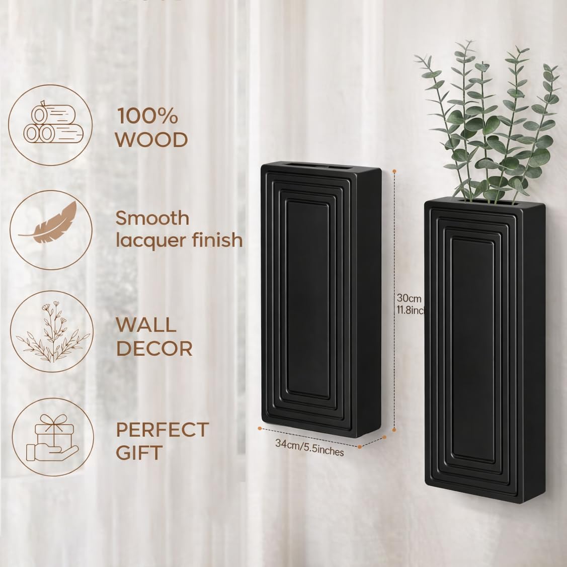 FancyPlus wall vase features two tabs for simple installation.
