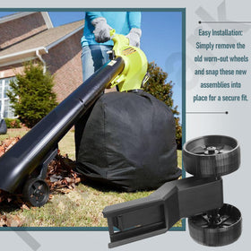 FancyTark durable wheel system keeps leaf vacuum moving smoothly