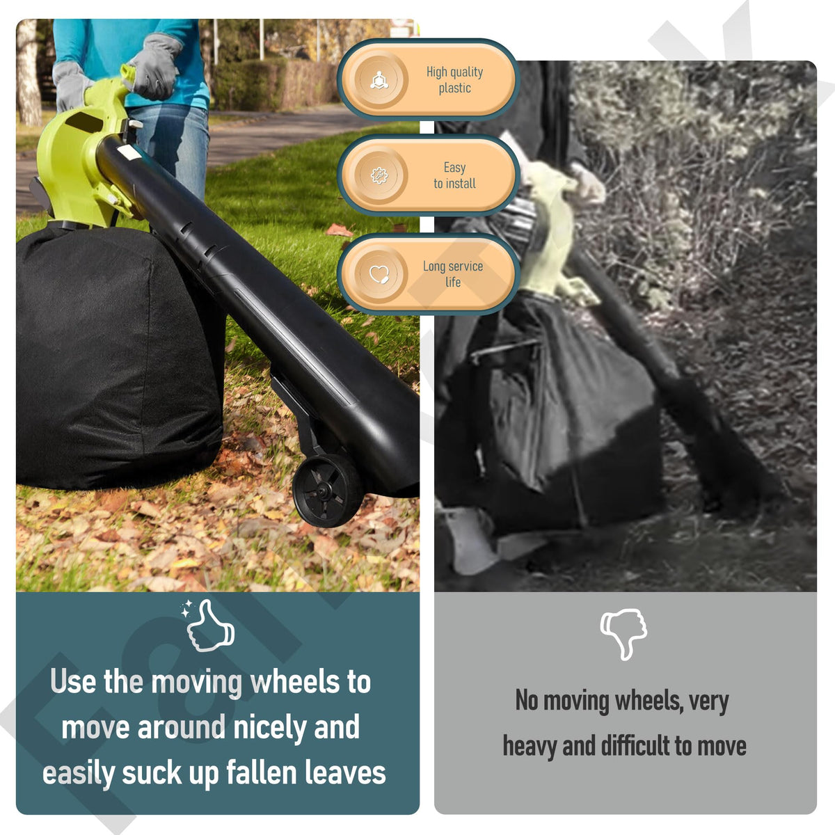 FancyTark leaf vacuum wheel set enhances rolling across leaves and hard floors