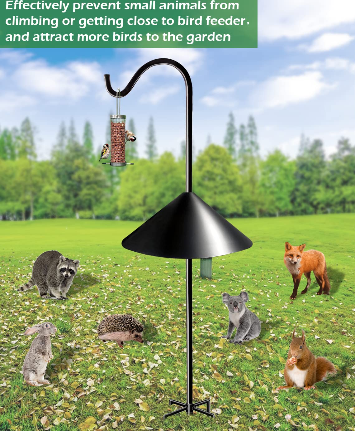 Fandature bird feeder protection baffle preserves seed for birds
