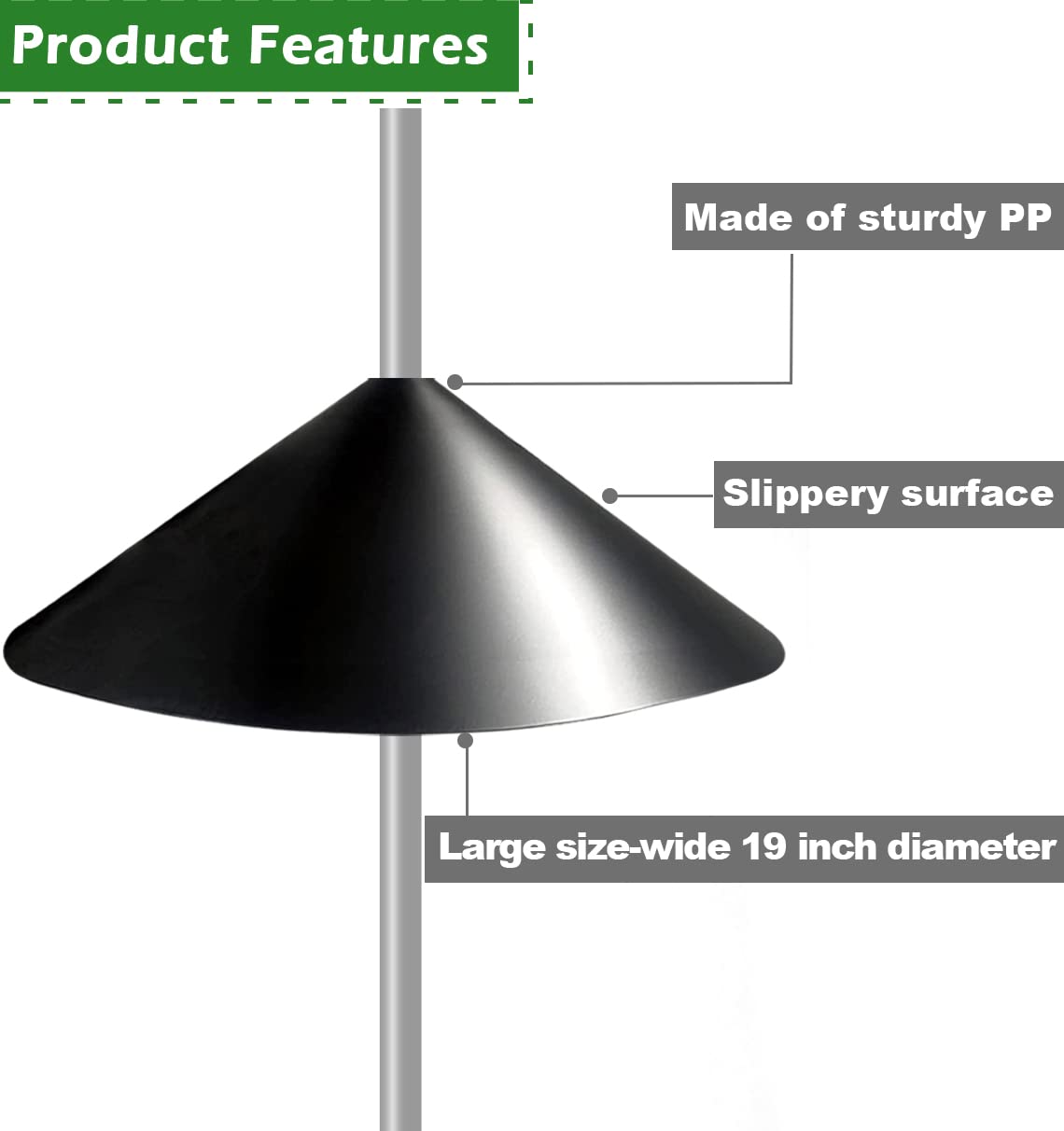 Fandature pole-mount black baffle for bird feeders