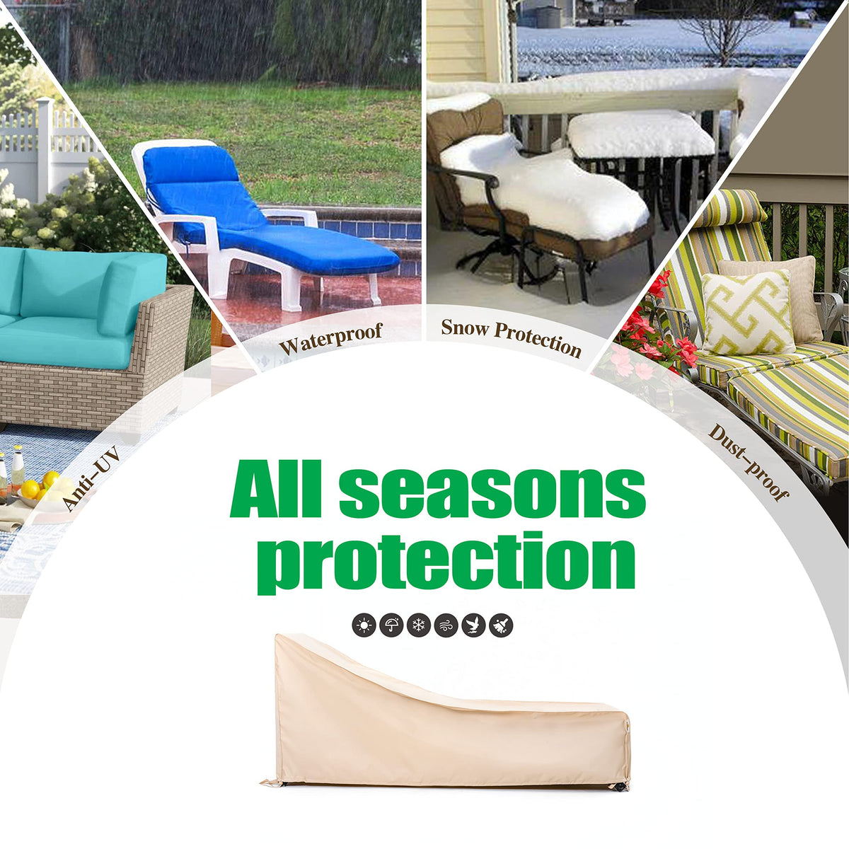Fits chaise lounges up to 78L x 29W with two-pack design