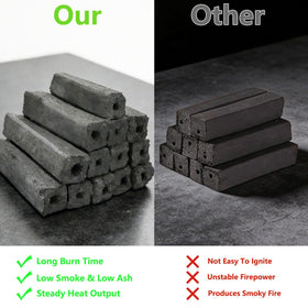 FANEAMADE long-burn charcoal pieces deliver extended cookouts with minimal ash production.
