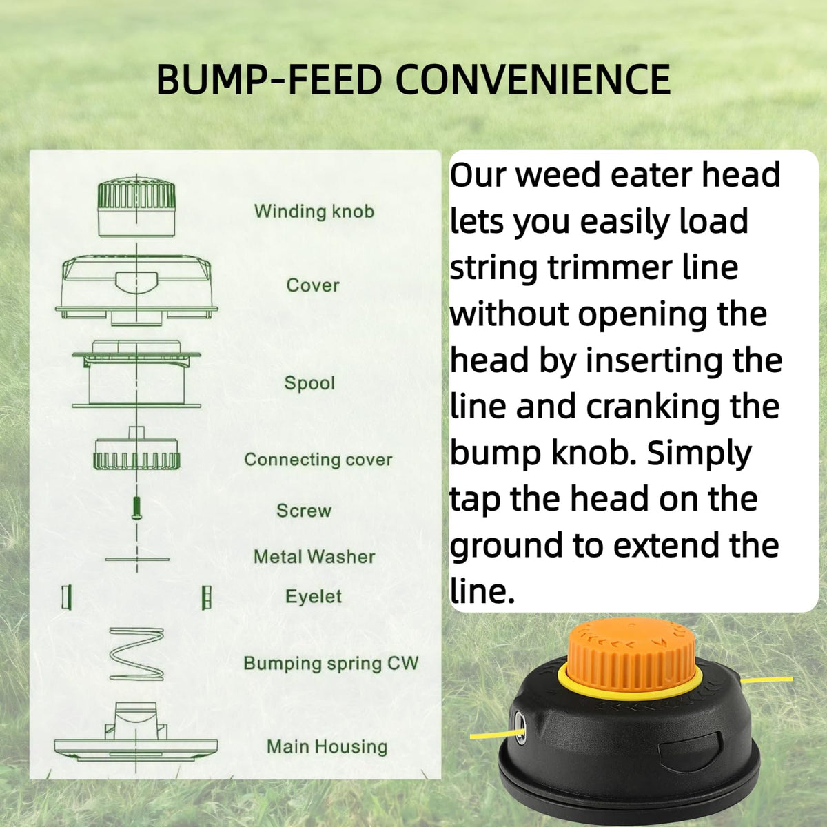 FANGANGART bump-feed head delivers instant line extension on impact
