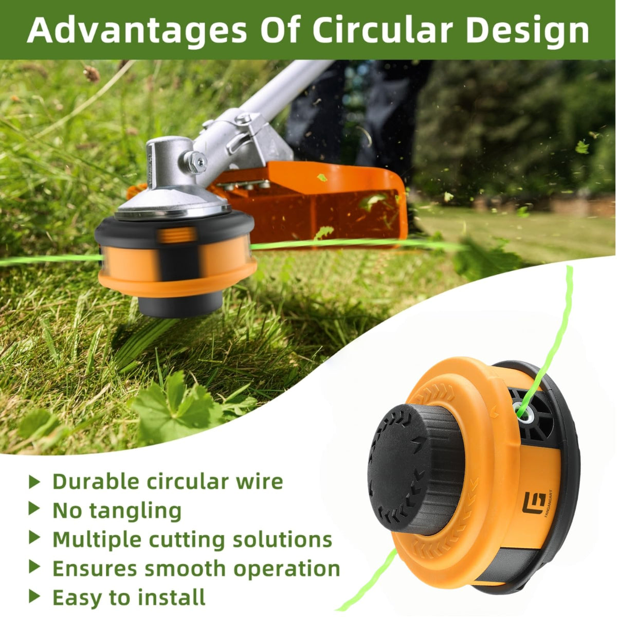 Included 0.095-inch line with bright orange center for quick loading