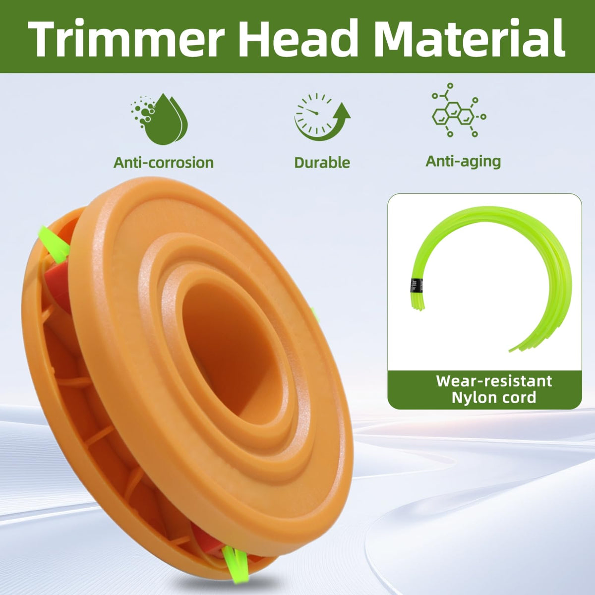 FANGANGART universal-fit head works with gas and electric trimmers.