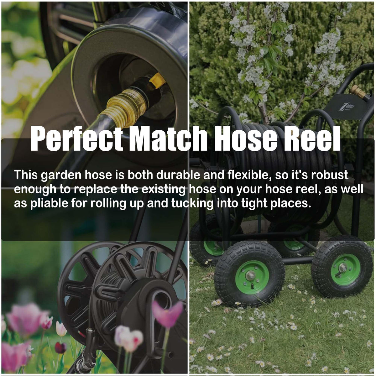 FangFarm Rubber Garden Hose 15FT showing compact storage feature for small spaces.