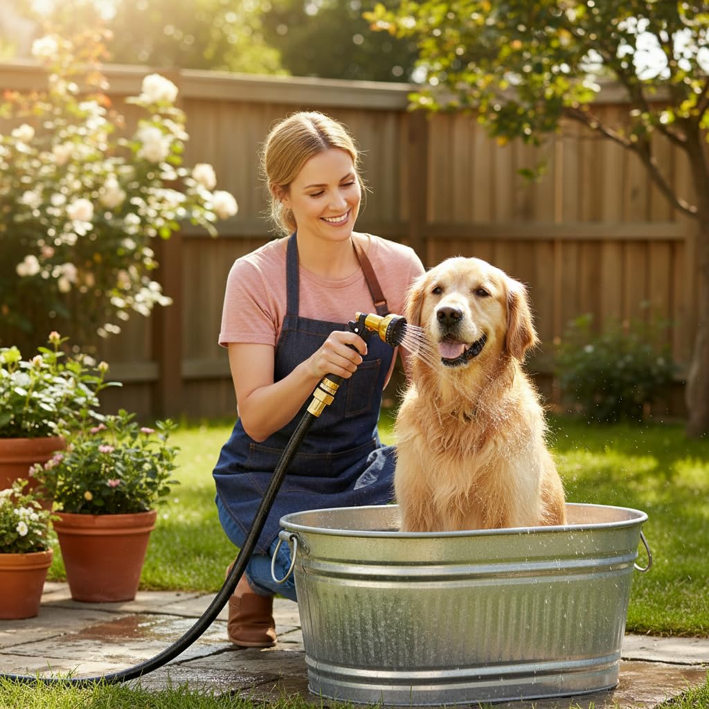 FangFarm Rubber Garden Hose 15FT, easy-storage design that coils neatly.